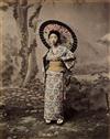 (JAPAN) A beautiful album with 50 delicately hand-colored photographs, including 17 scenes of landscapes, temples, and buildings,